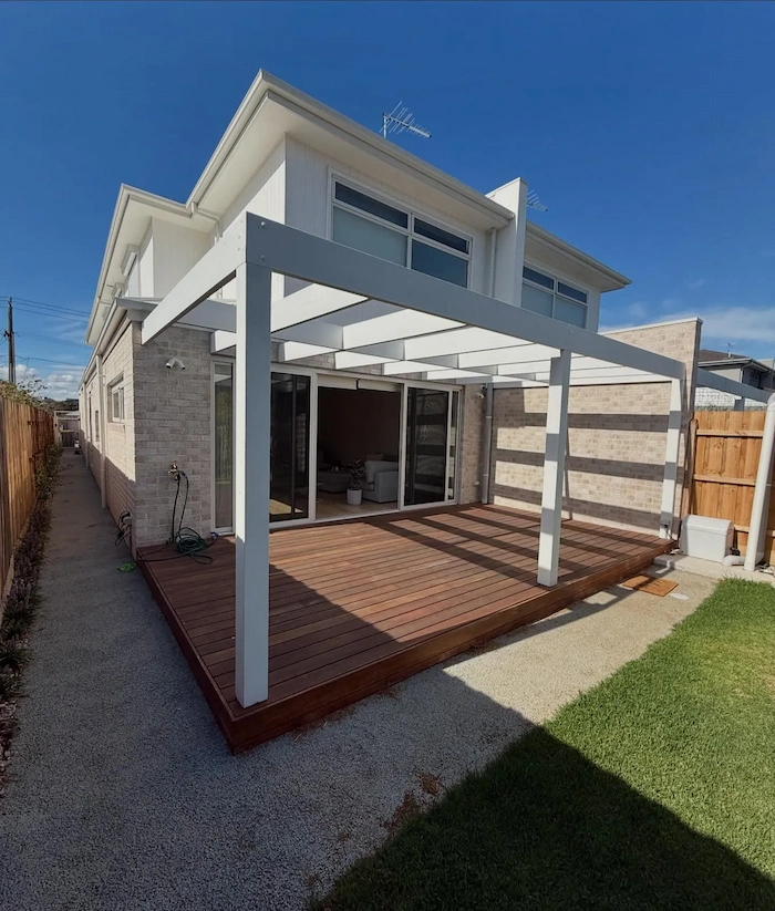 Backyard deck built by Level A Builders