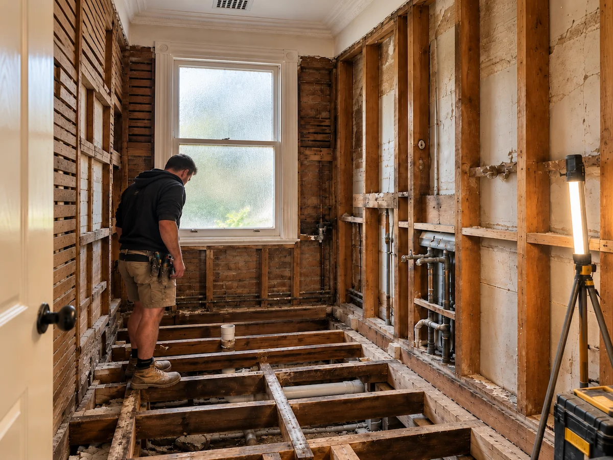 Bathroom renovation inspection during construction in Melbourne