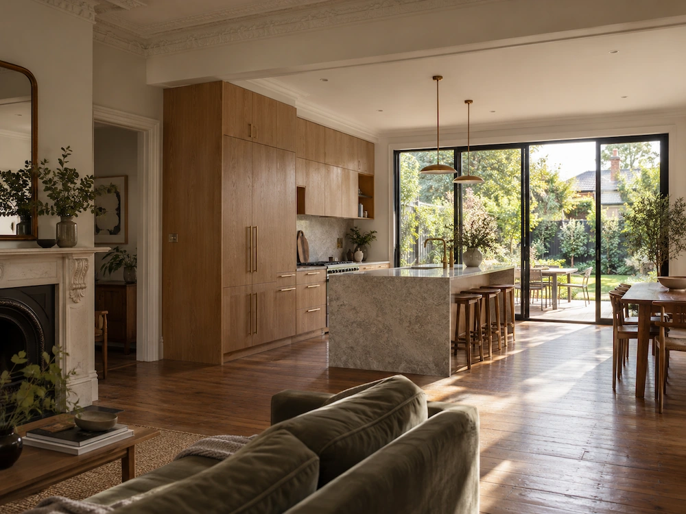Warm open-plan renovated Melbourne home with garden views