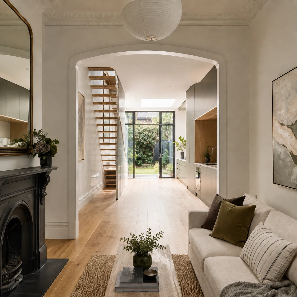 Finished residential renovation with updated interior details