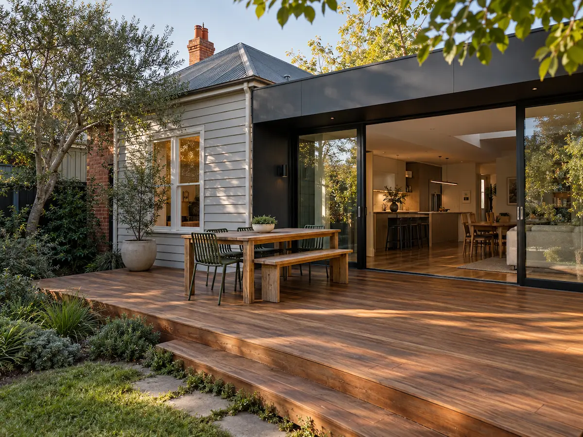 Premium hardwood deck on a renovated Melbourne home
