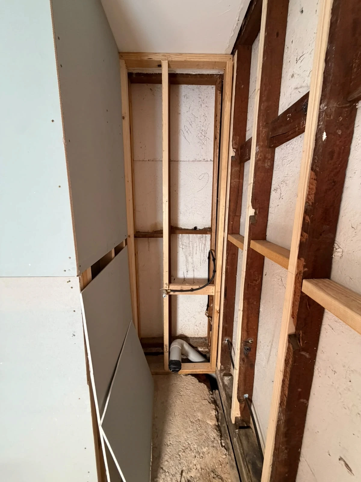 New recessed toilet space taking shape during the Fawkner bathroom renovation