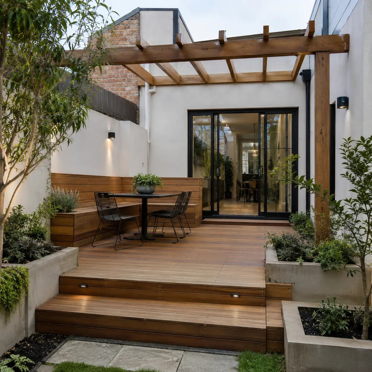 Timber-roofed residential outdoor area